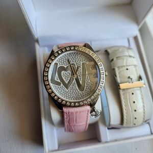 Guess U95140L1 Pink 'LOVE' Embellished Crystal Watch